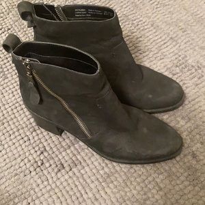 Black soft leather booties